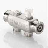 Коллектор распределительный Valtec из нержавеющей стали, 1" x 3/4" ЕК на 2 контура, с межосевым расстоянием (50 мм) VTc.505.SS.060502