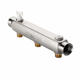 Коллектор распределительный Valtec из нержавеющей стали, 1" x 1/2" на 3 контура, с межосевым расстоянием (100 мм) VTc.510.SS.060403