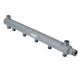 Коллектор распределительный Valtec из стали, 1" x 1/2" на 9 контуров, ДУ40, с межосевым расстоянием (100 мм) VTc.510.BS.SG40060409