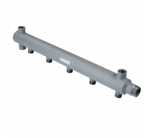 Коллектор распределительный Valtec из стали, 1" x 1/2" на 9 контуров, ДУ40, с межосевым расстоянием (100 мм) VTc.510.BS.SG40060409