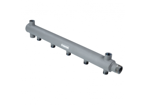 Коллектор распределительный Valtec из стали, 1" x 1/2" на 9 контуров, ДУ40, с межосевым расстоянием (100 мм) VTc.510.BS.SG40060409