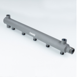Коллектор распределительный Valtec из стали, 1" x 1/2" на 9 контуров, ДУ40, с межосевым расстоянием (100 мм) VTc.510.BS.SG40060409