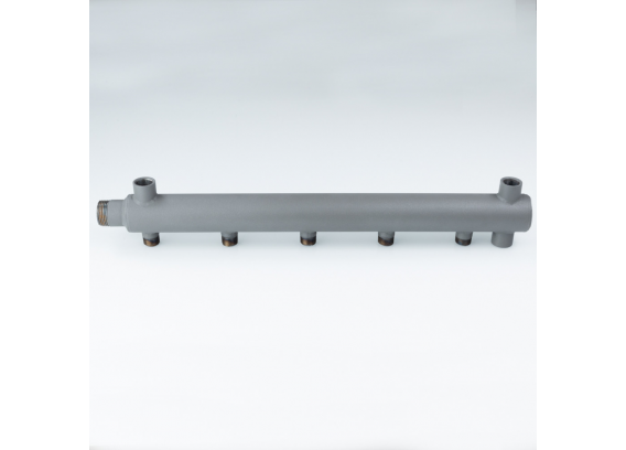 Коллектор распределительный Valtec из стали, 1" x 1/2" на 9 контуров, ДУ40, с межосевым расстоянием (100 мм) VTc.510.BS.SG40060409