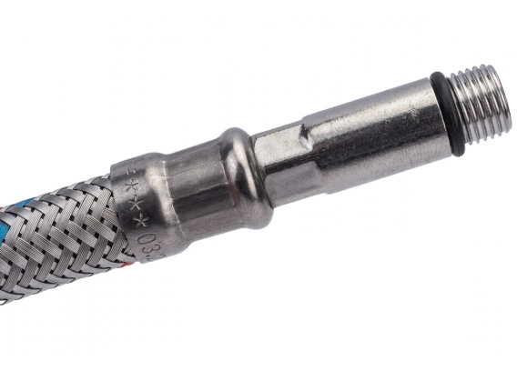 Гибкая подводка для смесителя Valtec гайка–штуцер, 1/2 x 40 см, с ниппелем и штуцером (35 мм) из нержавеющей стали VTf.004.IS.0435040
