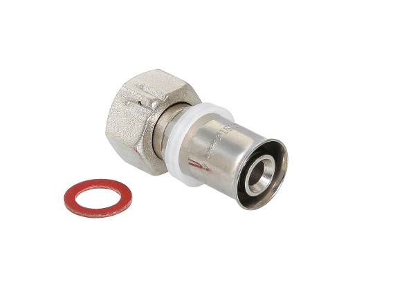 Прямая пресс-муфта Valtec 1" x 26 мм. с накидной гайкой VTm.222.N.002606