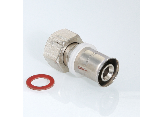 Прямая пресс-муфта Valtec 1" x 26 мм. с накидной гайкой VTm.222.N.002606