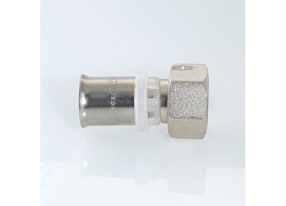 Прямая пресс-муфта Valtec 1" x 26 мм. с накидной гайкой VTm.222.N.002606