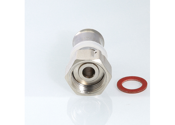 Прямая пресс-муфта Valtec 1" x 26 мм. с накидной гайкой VTm.222.N.002606