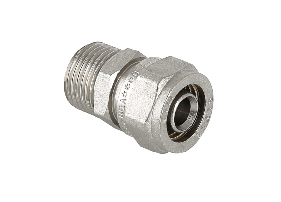 Прямая обжимная муфта Valtec 20 мм. x 1/2" с наружной резьбой VTm.301.N.002004