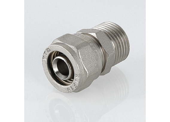Прямая обжимная муфта Valtec 20 мм. x 1/2" с наружной резьбой VTm.301.N.002004