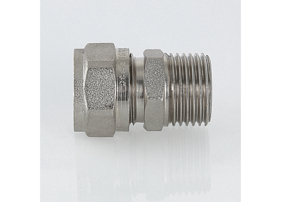 Прямая обжимная муфта Valtec 20 мм. x 1/2" с наружной резьбой VTm.301.N.002004