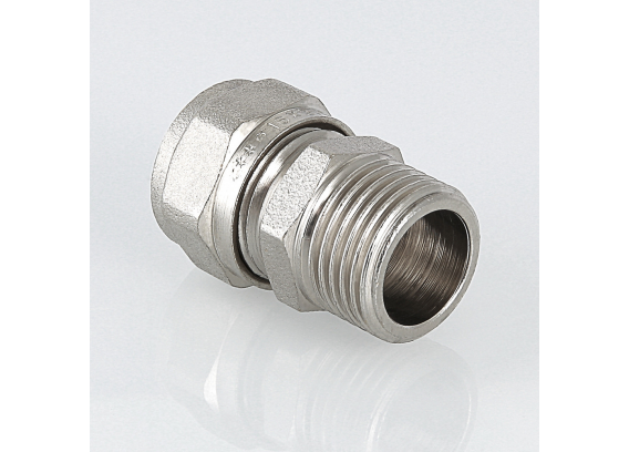 Прямая обжимная муфта Valtec 20 мм. x 1/2" с наружной резьбой VTm.301.N.002004