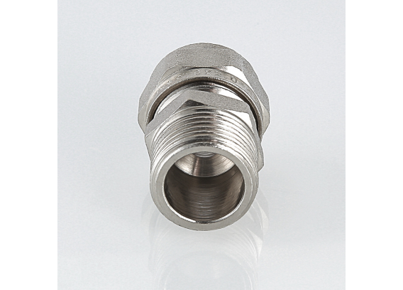 Прямая обжимная муфта Valtec 20 мм. x 1/2" с наружной резьбой VTm.301.N.002004