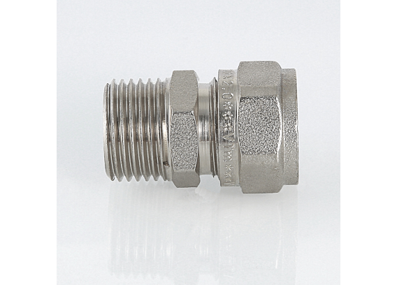 Прямая обжимная муфта Valtec 20 мм. x 1/2" с наружной резьбой VTm.301.N.002004