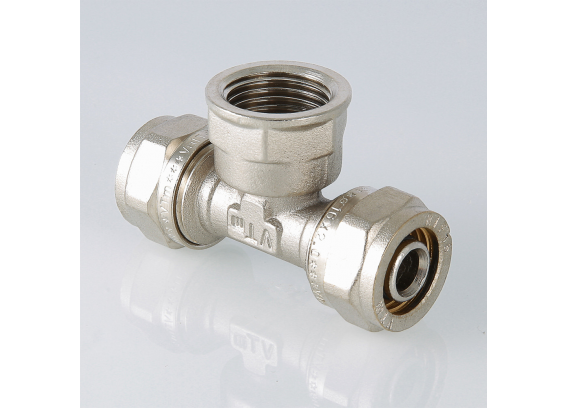 Обжимной тройник Valtec 16 мм. x 1/2" с внутренней резьбой VTm.332.N.160416