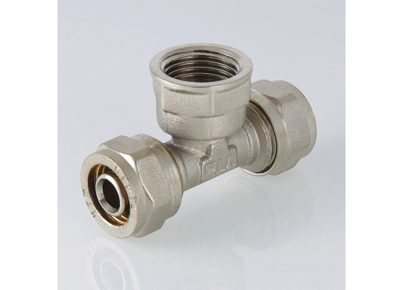 Обжимной тройник Valtec 16 мм. x 1/2" с внутренней резьбой VTm.332.N.160416