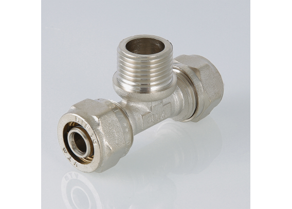 Обжимной тройник Valtec 16 мм. x 1/2" с наружной резьбой VTm.333.N.160416