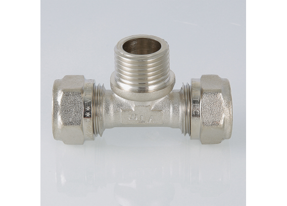 Обжимной тройник Valtec 16 мм. x 1/2" с наружной резьбой VTm.333.N.160416