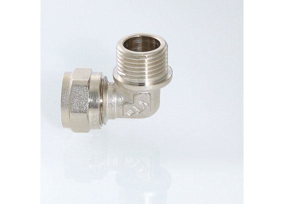 Обжимной угольник Valtec 26 мм. x 1" с наружной резьбой VTm.353.N.002606