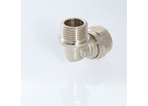 Обжимной угольник Valtec 26 мм. x 1" с наружной резьбой VTm.353.N.002606
