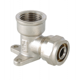 Обжимной угольник Valtec 16 мм. x 1/2" с внутренней резьбой и креплением VTm.354.N.001604