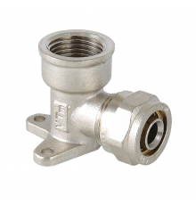 Обжимной угольник Valtec 16 мм. x 1/2" с внутренней резьбой и креплением VTm.354.N.001604
