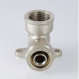 Обжимной угольник Valtec 16 мм. x 1/2" с внутренней резьбой и креплением VTm.354.N.001604
