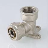Обжимной угольник Valtec 16 мм. x 1/2" с внутренней резьбой и креплением VTm.354.N.001604