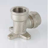 Обжимной угольник Valtec 16 мм. x 1/2" с внутренней резьбой и креплением VTm.354.N.001604