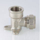 Обжимной угольник Valtec 16 мм. x 1/2" с внутренней резьбой и креплением VTm.354.N.001604