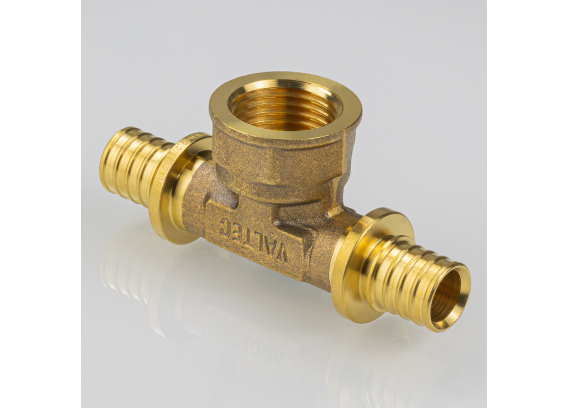 Надвижной аксиальный тройник Valtec 16 (2,2) мм. x 1/2" x 16 (2,2) мм. с внутренней резьбой VTm.432.G.160416