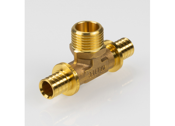 Надвижной аксиальный тройник Valtec 16 (2,2) мм. x 1/2" x 16 (2,2) мм. с наружной резьбой VTm.433.G.160416