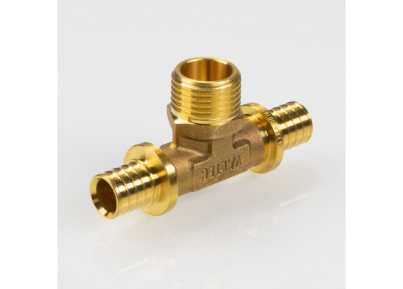 Надвижной аксиальный тройник Valtec 16 (2,2) мм. x 1/2" x 16 (2,2) мм. с наружной резьбой VTm.433.G.160416