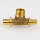 Надвижной аксиальный тройник Valtec 16 (2,2) мм. x 1/2" x 16 (2,2) мм. с наружной резьбой VTm.433.G.160416