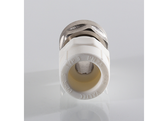 Муфта полипропиленовая Valtec 20 мм. x 3/4" с накидной гайкой для перехода на евроконус VTp.708.E.02005