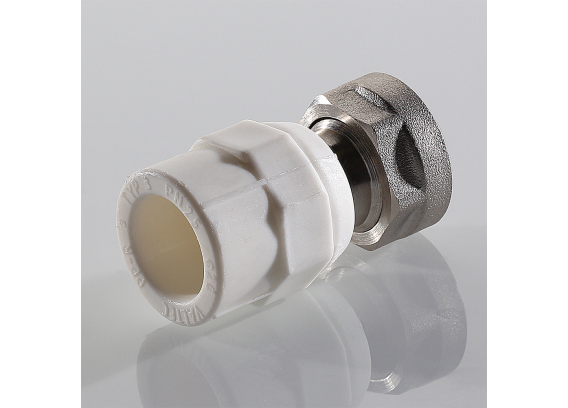 Муфта полипропиленовая Valtec 20 мм. x 3/4" с накидной гайкой для перехода на евроконус VTp.708.E.02005