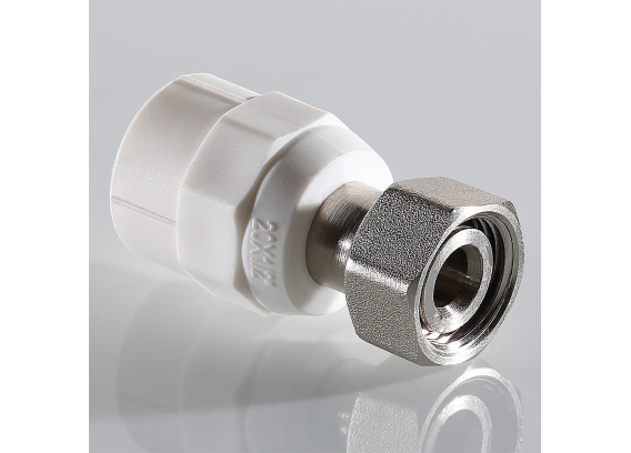 Муфта полипропиленовая Valtec 20 мм. x 1/2" с накидной гайкой для перехода на конус VTp.708.K.02004