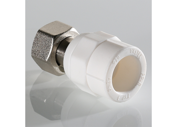 Муфта полипропиленовая Valtec 20 мм. x 1/2" с накидной гайкой для перехода на конус VTp.708.K.02004