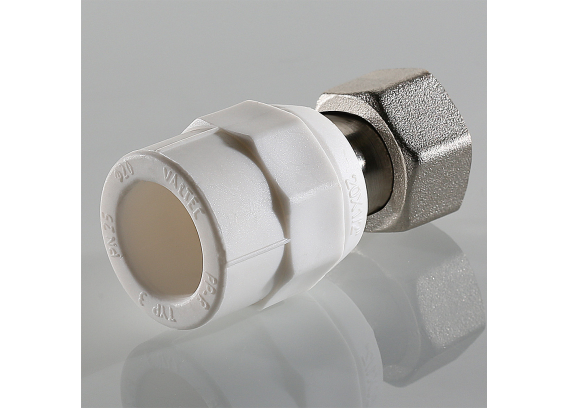 Муфта полипропиленовая Valtec 20 мм. x 1/2" с накидной гайкой для перехода на конус VTp.708.K.02004
