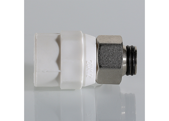 Муфта полипропиленовая Valtec 20 мм. x 1/2" с накидной гайкой для перехода на конус VTp.708.K.02004