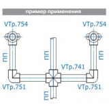 Крестовина полипропиленовая Valtec 32 мм. x 32 мм. x 32 мм. x 32 мм. равнопроходная VTp.741.0.032