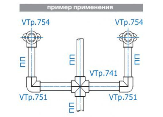 Крестовина полипропиленовая Valtec 32 мм. x 32 мм. x 32 мм. x 32 мм. равнопроходная VTp.741.0.032