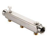 Коллектор распределительный Valtec из нержавеющей стали, 1" x 1/2" на 3 контура, с межосевым расстоянием (100 мм) VTc.510.SQ.060403