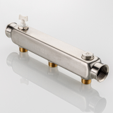 Коллектор распределительный Valtec из нержавеющей стали, 1" x 1/2" на 3 контура, с межосевым расстоянием (100 мм) VTc.510.SQ.060403