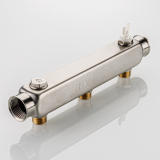 Коллектор распределительный Valtec из нержавеющей стали, 1" x 1/2" на 3 контура, с межосевым расстоянием (100 мм) VTc.510.SQ.060403