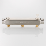 Коллектор распределительный Valtec из нержавеющей стали, 1" x 1/2" на 3 контура, с межосевым расстоянием (100 мм) VTc.510.SQ.060403