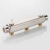 Коллектор распределительный Valtec из нержавеющей стали, 1" x 1/2" на 3 контура, с межосевым расстоянием (100 мм) VTc.510.SQ.060403