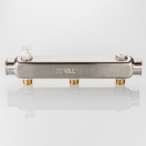 Коллектор распределительный Valtec из нержавеющей стали, 1" x 1/2" на 3 контура, с межосевым расстоянием (100 мм) VTc.510.SQ.060403