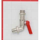 Кран шаровой латунный Valtec 3/4 НР х 3/4 НР ручка рычаг, со штуцером, угловой (VT.051.N.05)