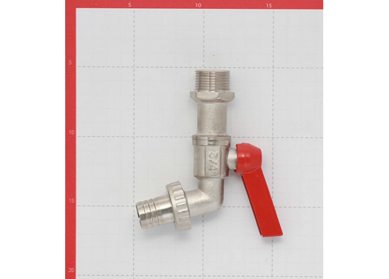 Кран шаровой латунный Valtec 3/4 НР х 3/4 НР ручка рычаг, со штуцером, угловой (VT.051.N.05)